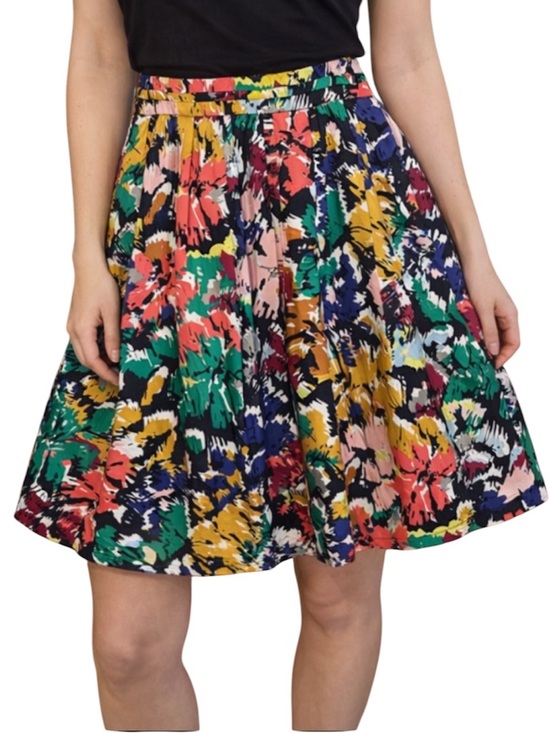 J. Crew Dresses & Skirts - J. Crew 100% Silk Skirt Women Vibrant Colorful Paint Splatter A-Line  - Size 14